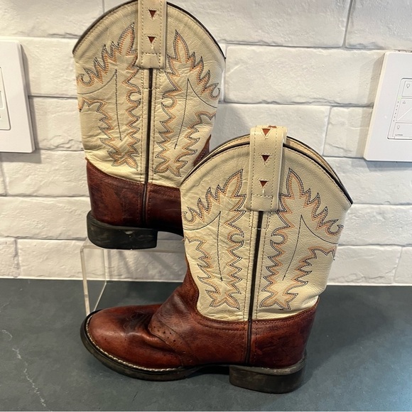 Old West boys 13.5 embroidered leather cowboy boots - Picture 1 of 15